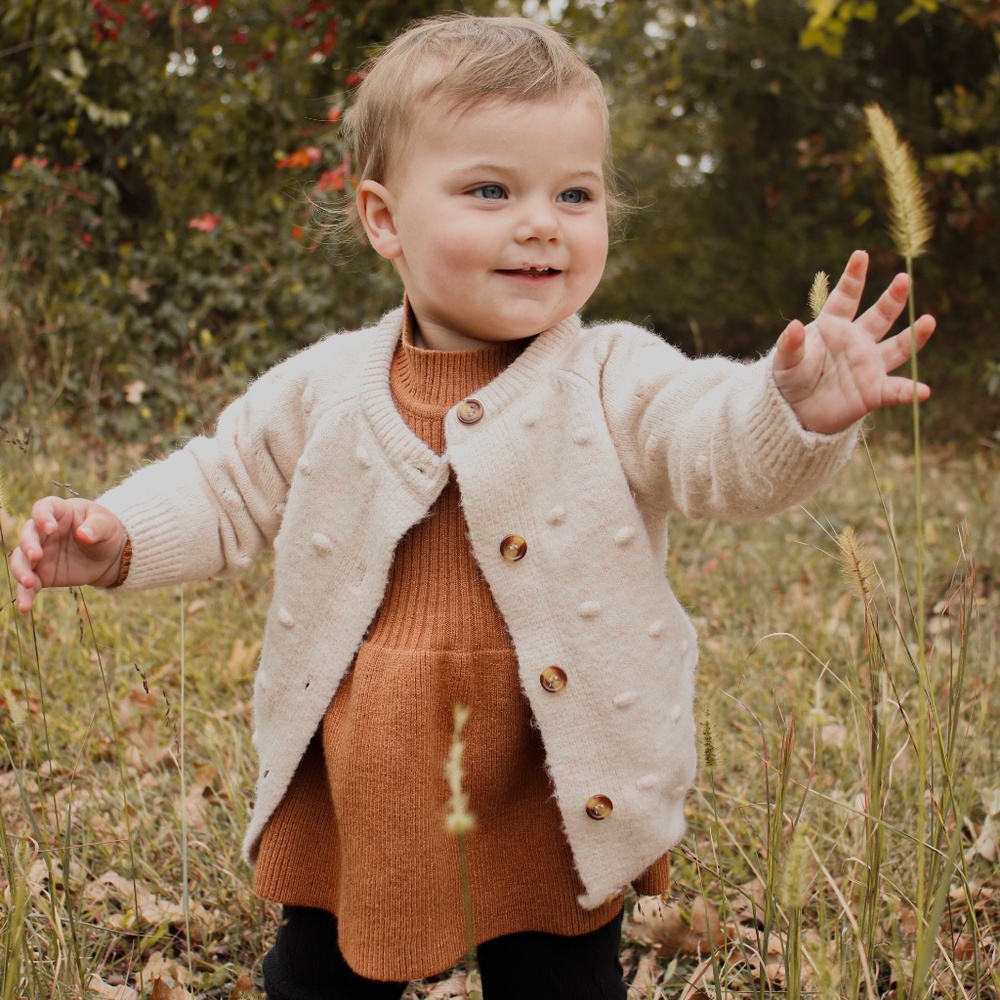 Popcorn Knit Textured Cardigan Baby Cottagecore